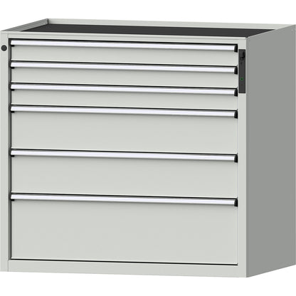 Drawer cupboard, NFC lock, 6 drawers, HxWxD 980 x 1060 x 675 mm, grey.
