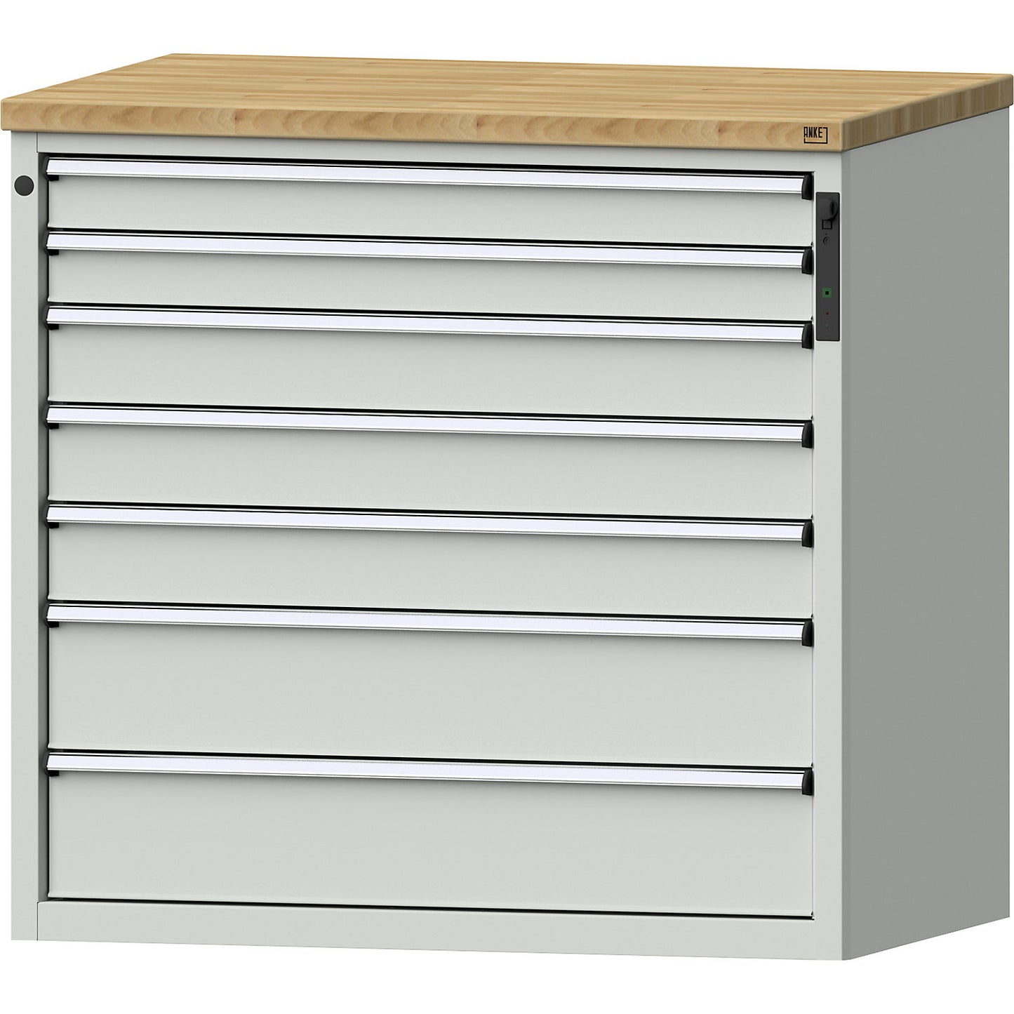 Drawer cupboard, NFC lock, 7 drawers, HxWxD 1020 x 1065 x 685 mm, grey.