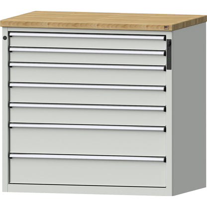 Drawer cupboard, NFC lock, 7 drawers, HxWxD 1020 x 1065 x 685 mm, grey.