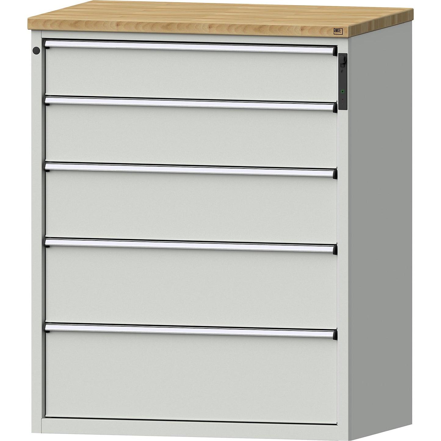 Drawer cupboard, NFC lock, 5 drawers, HxWxD 1320 x 1065 x 685 mm, grey.