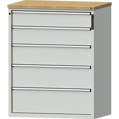Drawer cupboard, NFC lock, 5 drawers, HxWxD 1320 x 1065 x 685 mm, grey.