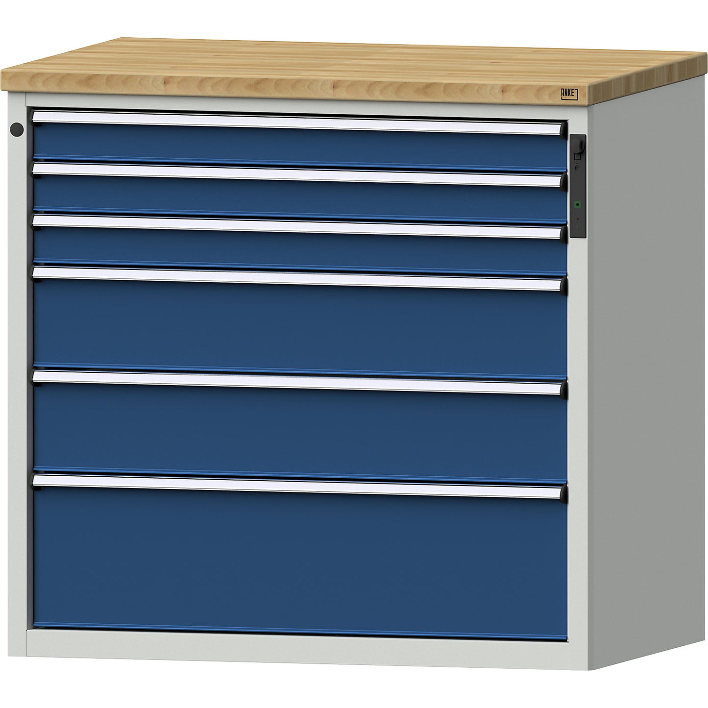 Drawer cupboard, NFC lock, 6 drawers, HxWxD 1020 x 1065 x 685 mm, blue.