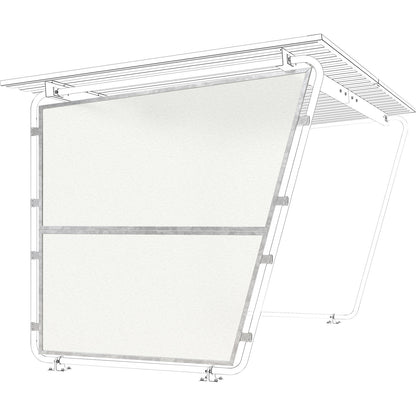 Siegen shelter, three-sided complete set, zinc plated profiled sheet, HxWxD 2290 x 4300 x 2330 mm.