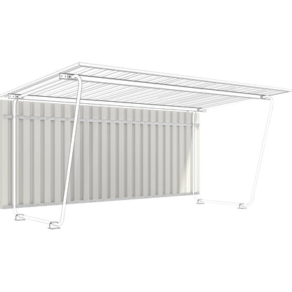 Siegen shelter, three-sided complete set, zinc plated profiled sheet, HxWxD 2290 x 4300 x 2330 mm.