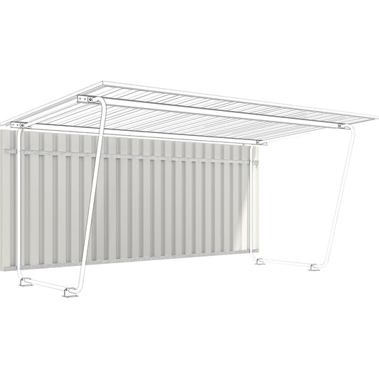 Siegen shelter, three-sided complete set, zinc plated profiled sheet, HxWxD 2290 x 4300 x 2330 mm.