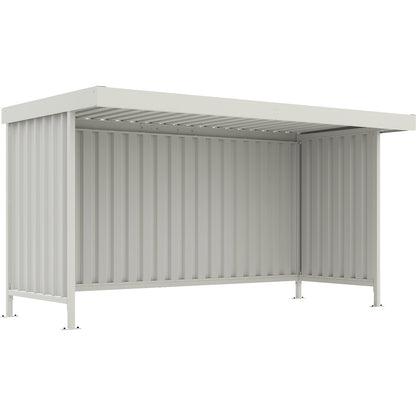 Material shelter Leipzig, three-sided complete set, powder coated, HxWxD 2360 x 4300 x 2200 mm.
