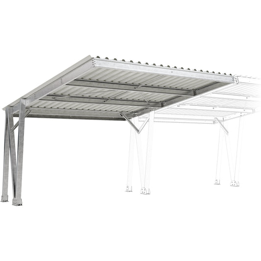 Vehicle shelter EcoCover for 2 parking spaces with steel roof, zinc plated, W 5160 mm, extension unit.