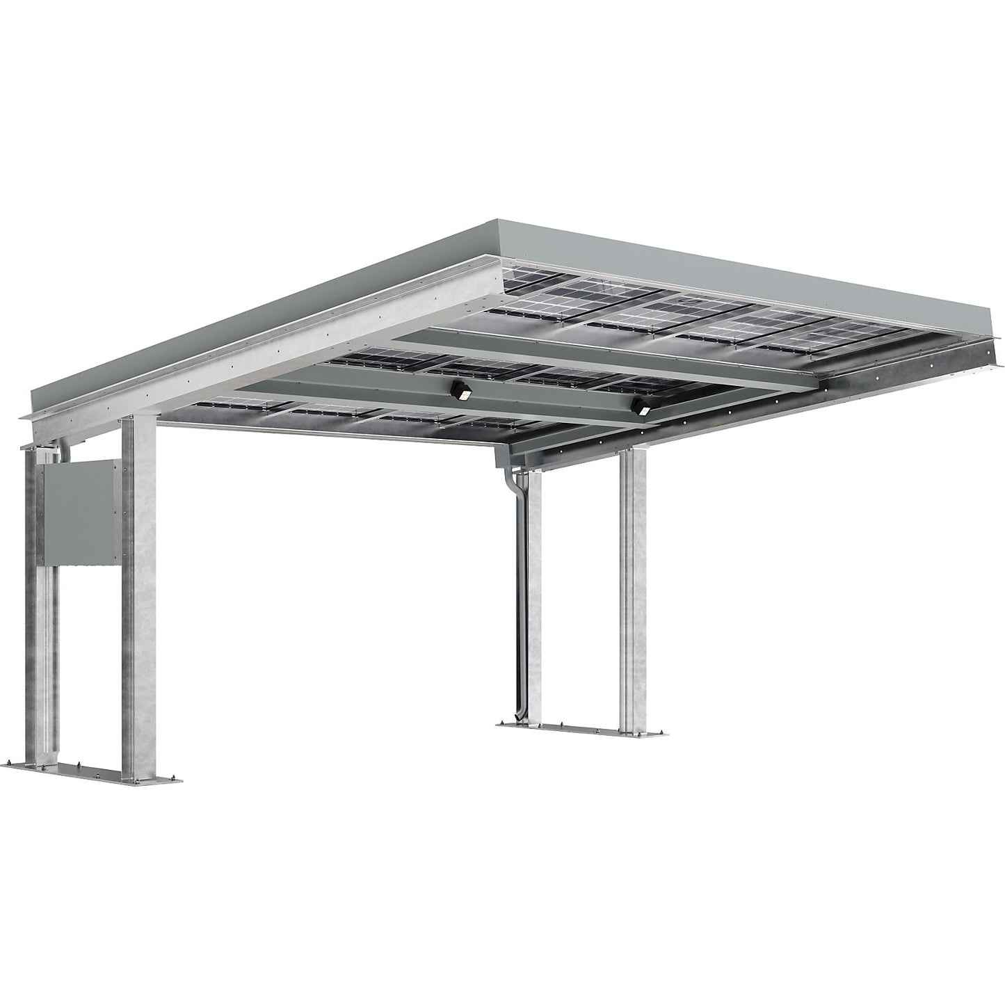 Carport SolarCover with PV modules and control cabinet, zinc plated, W 5490 mm, standard  unit.