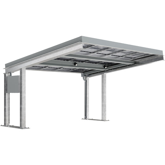 Carport SolarCover with PV modules and control cabinet, zinc plated, W 5490 mm, standard  unit.