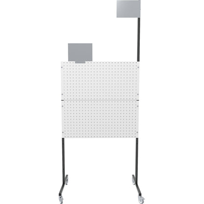 Organisation partition wall, mobile, 2 perforated panels, 2 plain panels, 4 swivel castors.