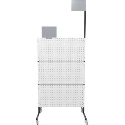 Organisation partition wall, mobile, 3 perforated panels, 3 plain panels, 4 swivel castors.