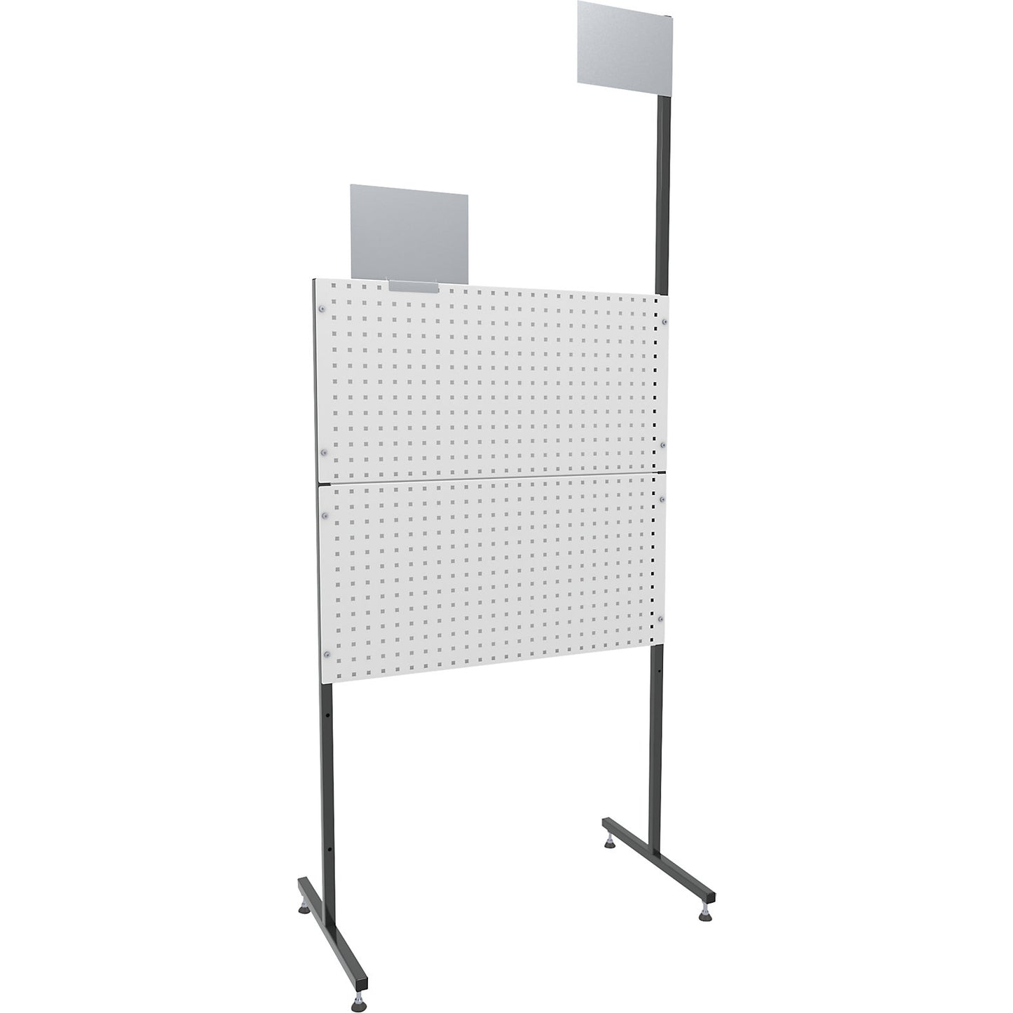 Organisation partition wall, stationary, 2 perforated panels, 2 plain panels.