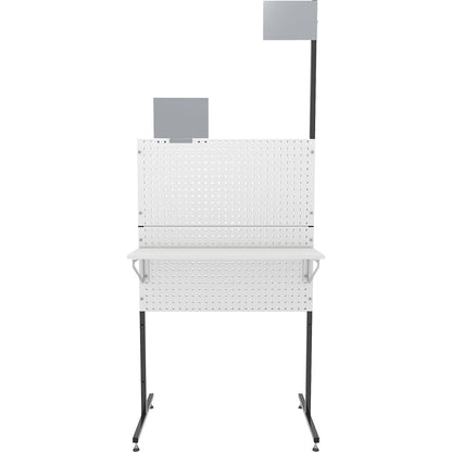 Organisation partition wall, stationary, 4 perforated panels, 2 shelves.