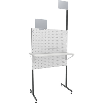 Organisation partition wall, stationary, 4 perforated panels, 2 shelves.