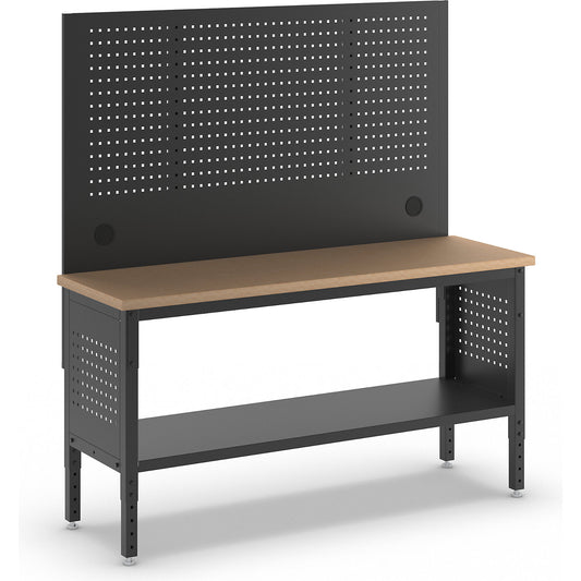BLACKLINE workbench, without base cupboard, with perforated panel, worktop width 1829 mm.