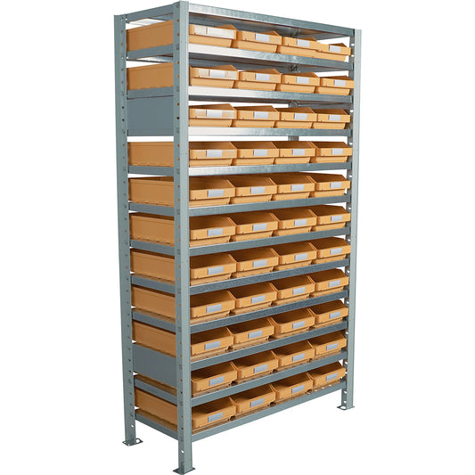 Boltless shelving unit with shelf bins, HxWxD 1790 x 1000 x 400 mm, extension shelf unit, with 44 bins.