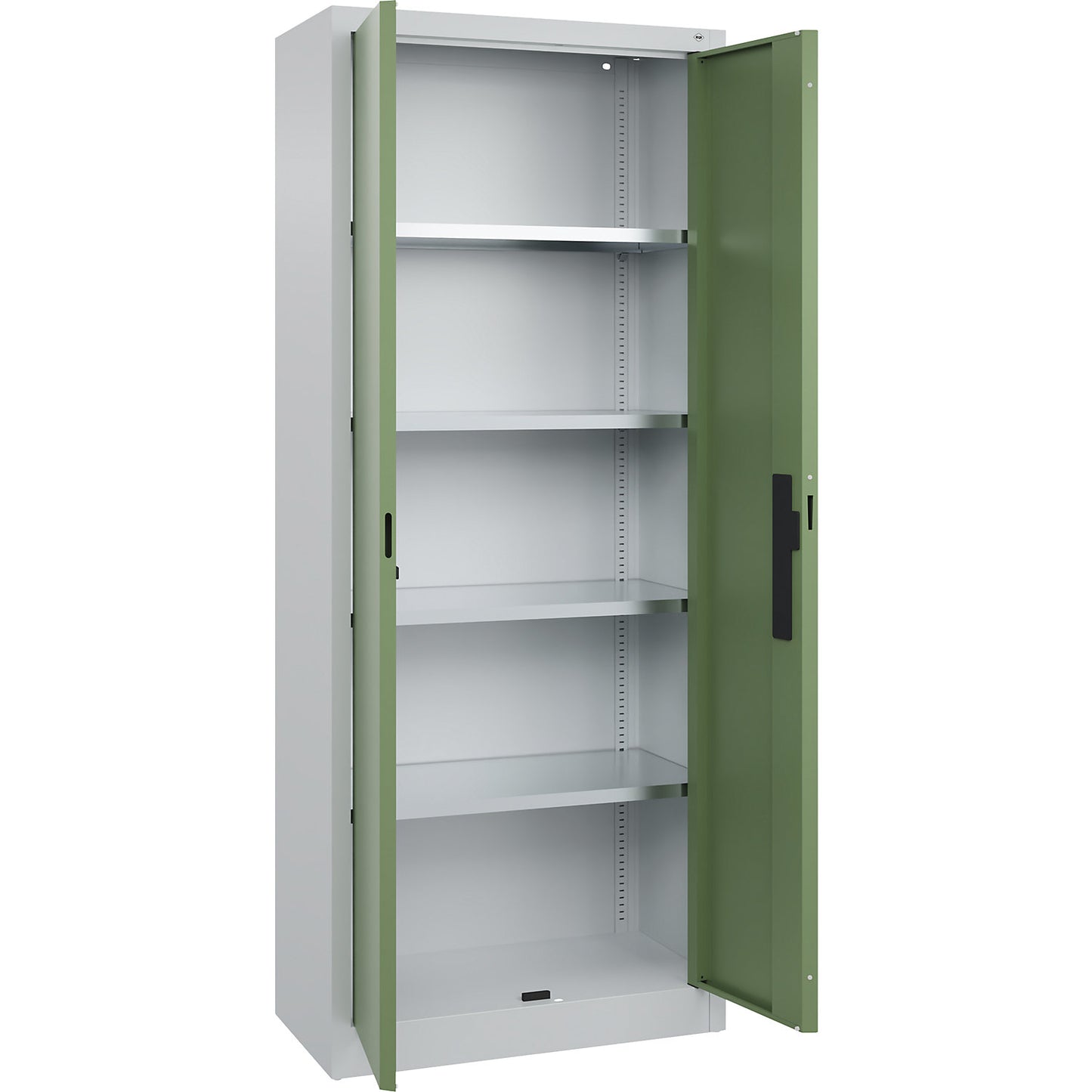 Workshop double door cupboard, HxWxD 1950 x 800 x 400 mm, light grey / reseda green.