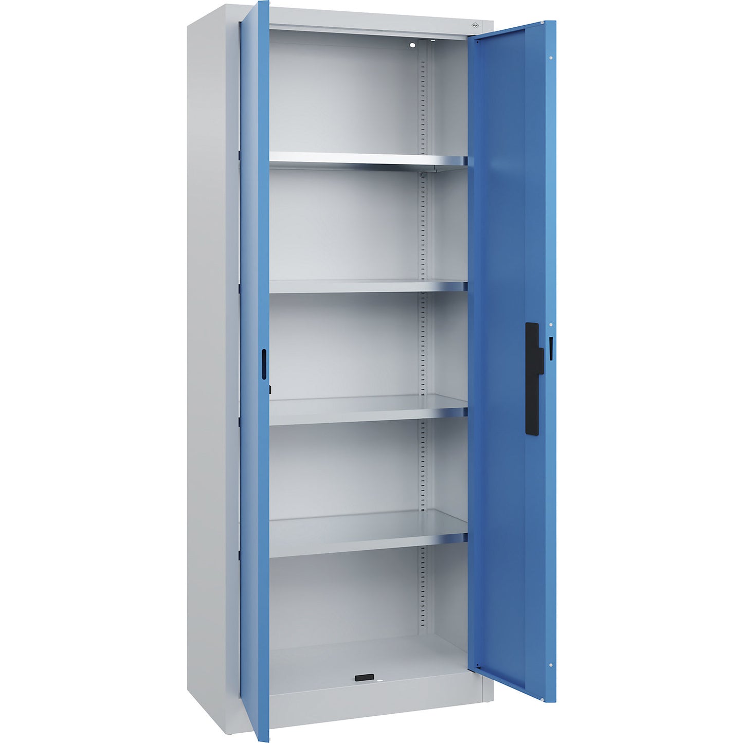 Workshop double door cupboard, HxWxD 1950 x 800 x 400 mm, light grey / light blue.