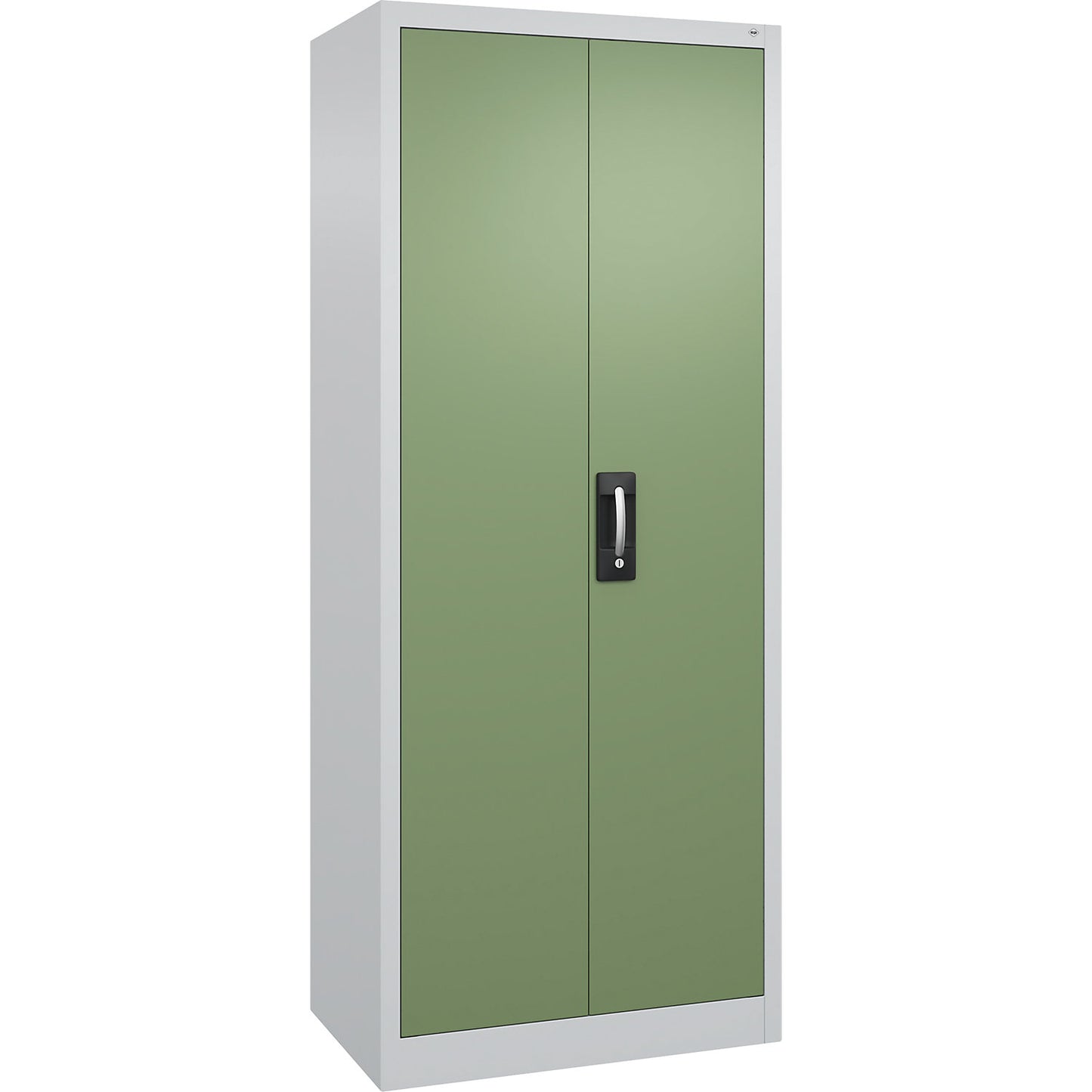Workshop double door cupboard, HxWxD 1950 x 800 x 500 mm, light grey / reseda green.