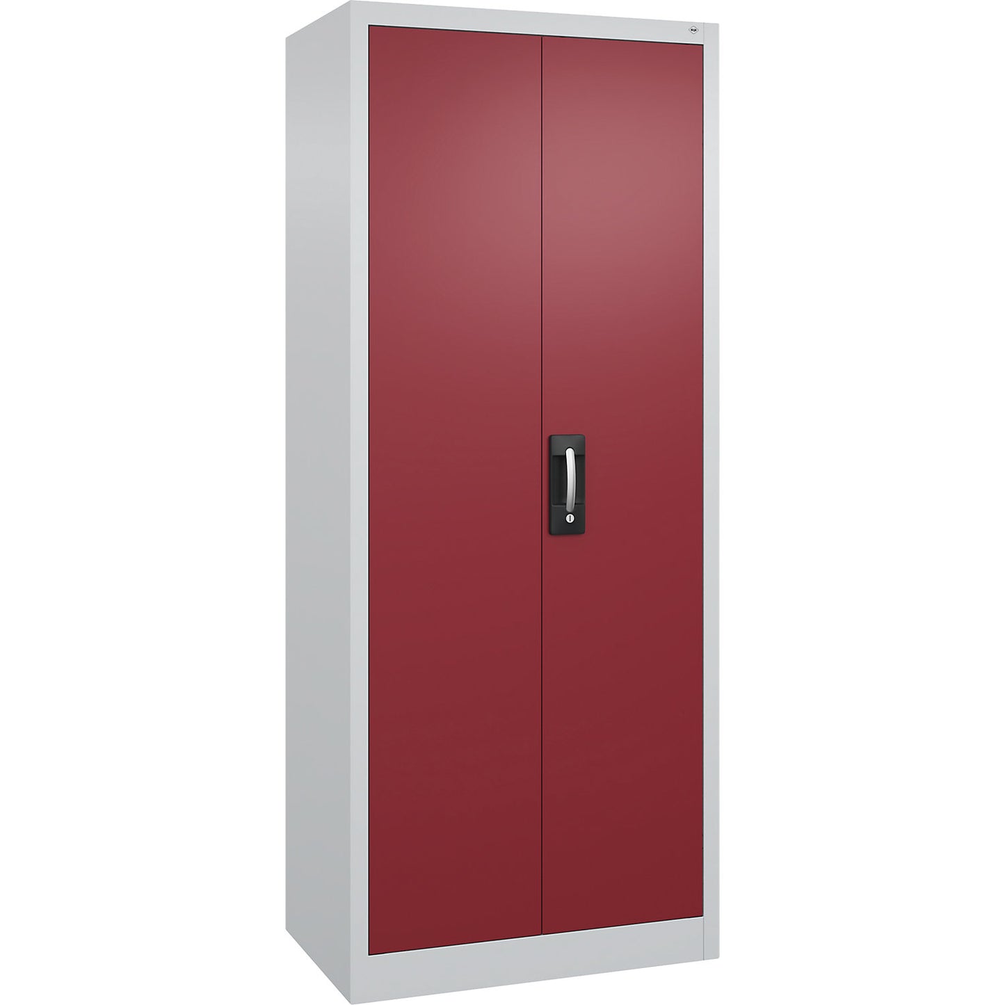 Workshop double door cupboard, HxWxD 1950 x 800 x 500 mm, light grey / ruby red.