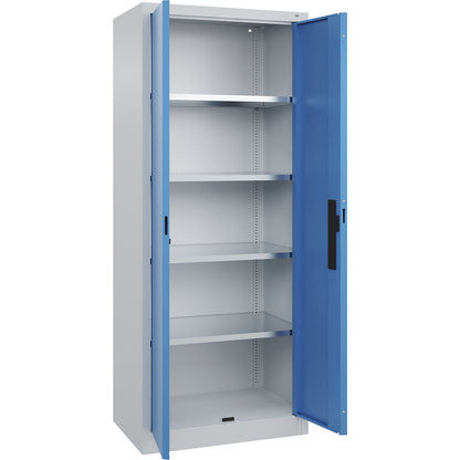 Workshop double door cupboard, HxWxD 1950 x 800 x 500 mm, light grey / light blue.