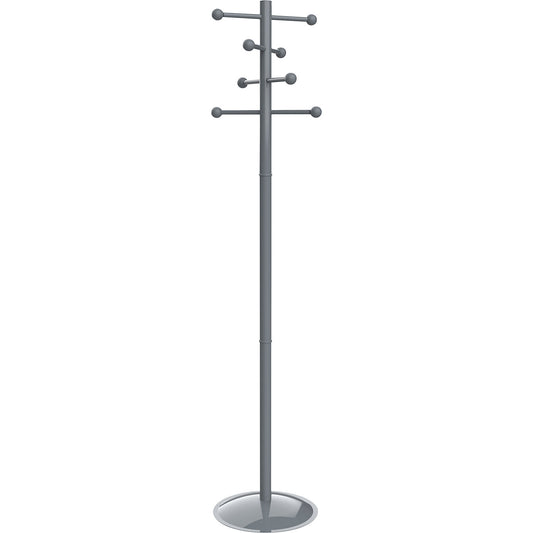 Coat stand MAULsaphir, height 1710 mm, round, without umbrella holder, grey.