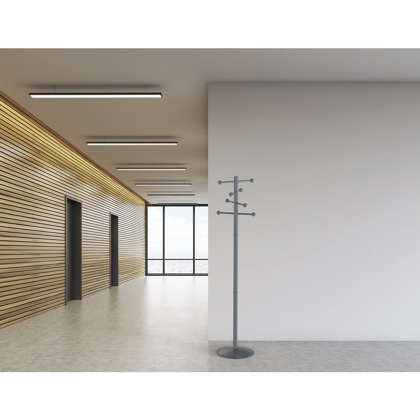 Coat stand MAULsaphir, height 1710 mm, round, without umbrella holder, grey.