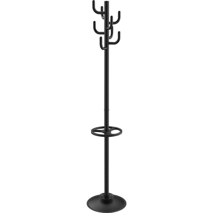Coat stand MAULpolaris, height 1770 mm, round, 1 umbrella holder, black.
