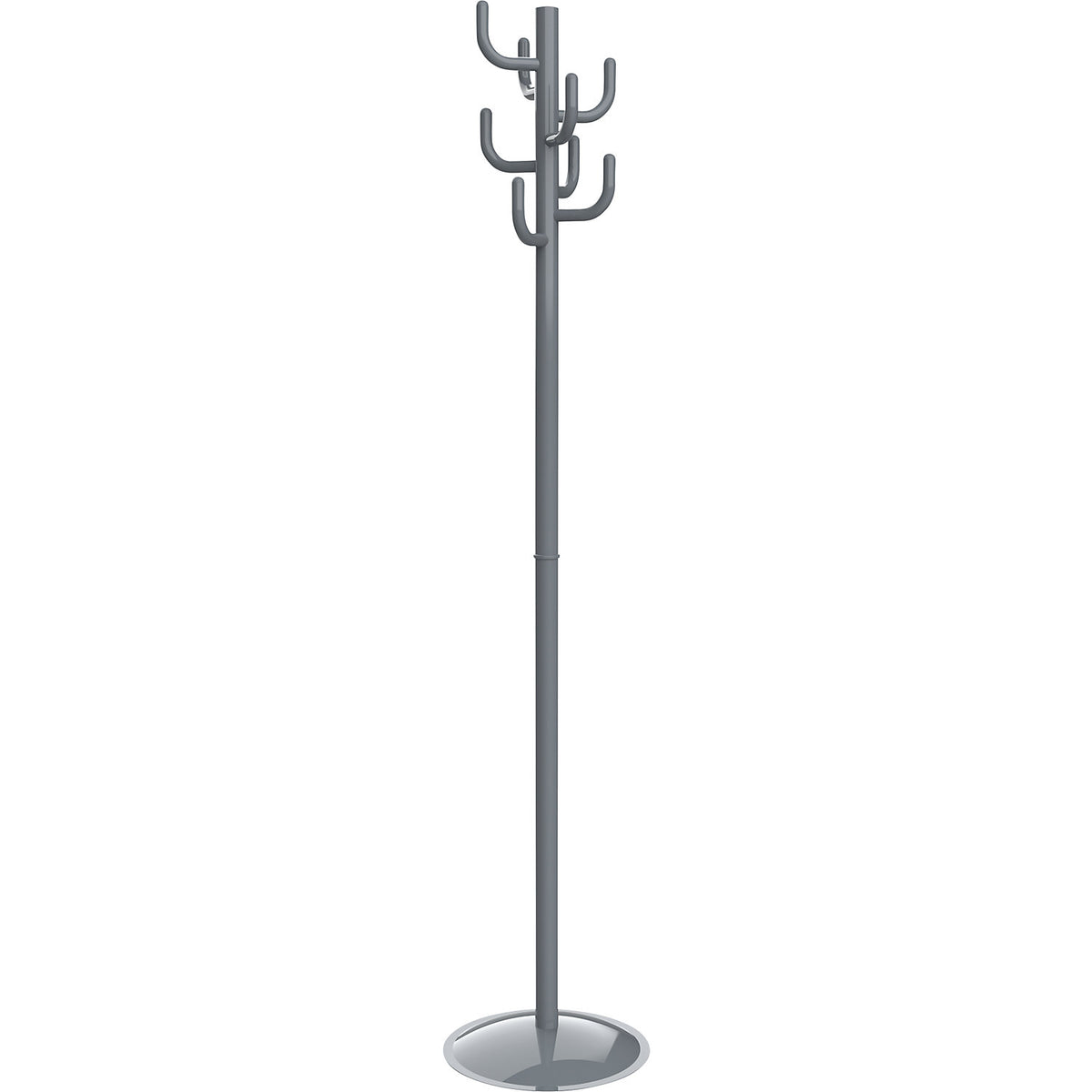 Coat stand MAULpolaris, height 1770 mm, round, without umbrella holder, grey.