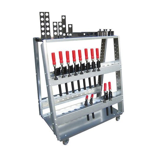 Clamping tool starter set, with trolley, HxWxD 1260 x 700 x 1080 mm.