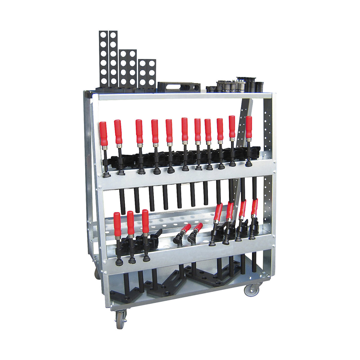 Professional set of clamping tools, with trolley, HxWxD 1260 x 700 x 1080 mm.