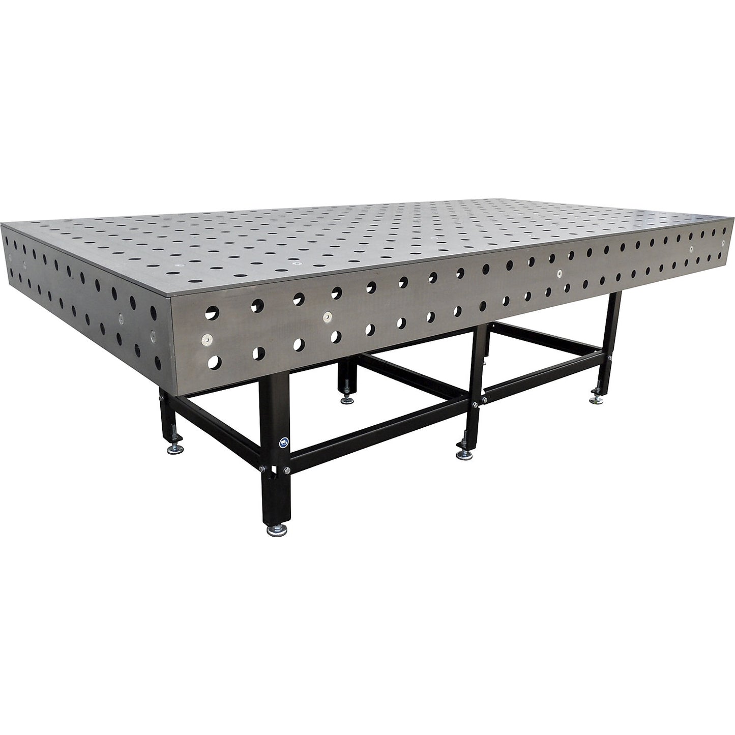 Welding table, Ø bores 28 mm, 2000 kg/m², HxWxD 800 x 2980 x 1480 mm.