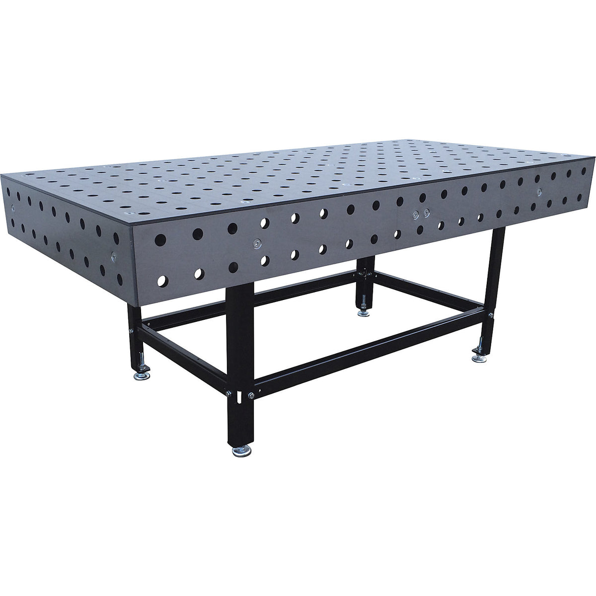 Welding table, Ø bores 28 mm, 2000 kg/m², HxWxD 800 x 1950 x 950 mm.