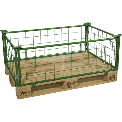 Mesh pallet collar, four mesh panels, for stacking, for pallets 1200 x 800, H 400 mm.
