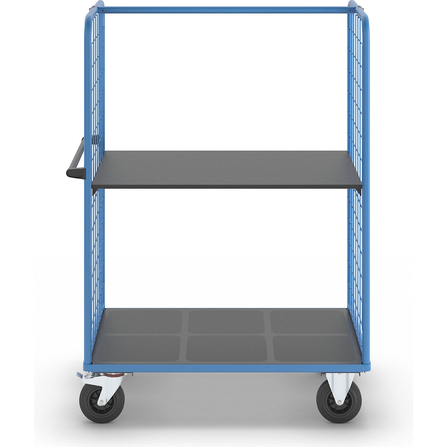 Shelf truck with mesh side panels, solid rubber tyres, platform 1175 x 800 mm, 2 levels.