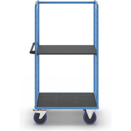 Shelf truck, with mesh panels on two sides, platform LxW 975 x 700 mm, 2 levels.