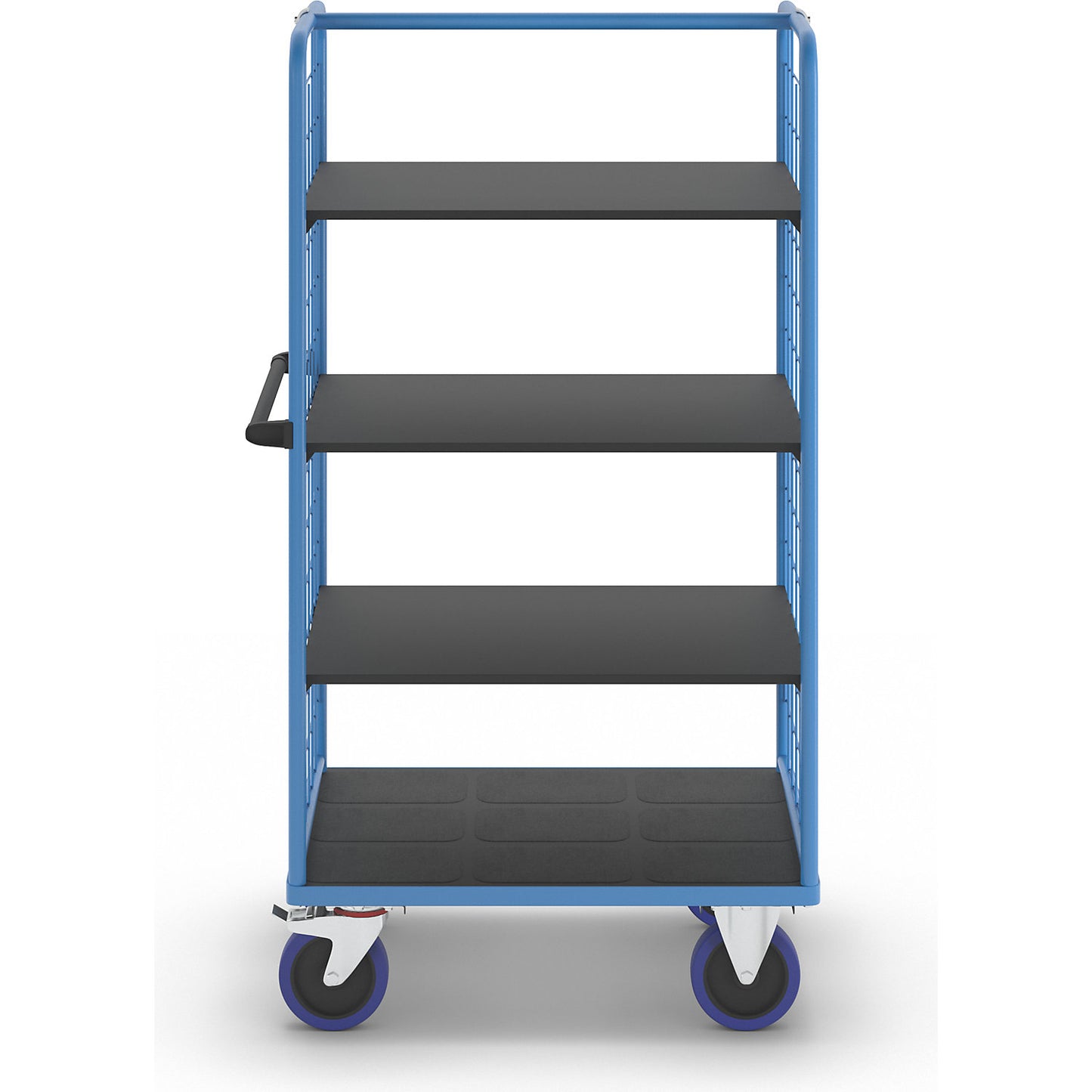 Shelf truck, with mesh panels on two sides, platform LxW 975 x 700 mm, 4 levels.
