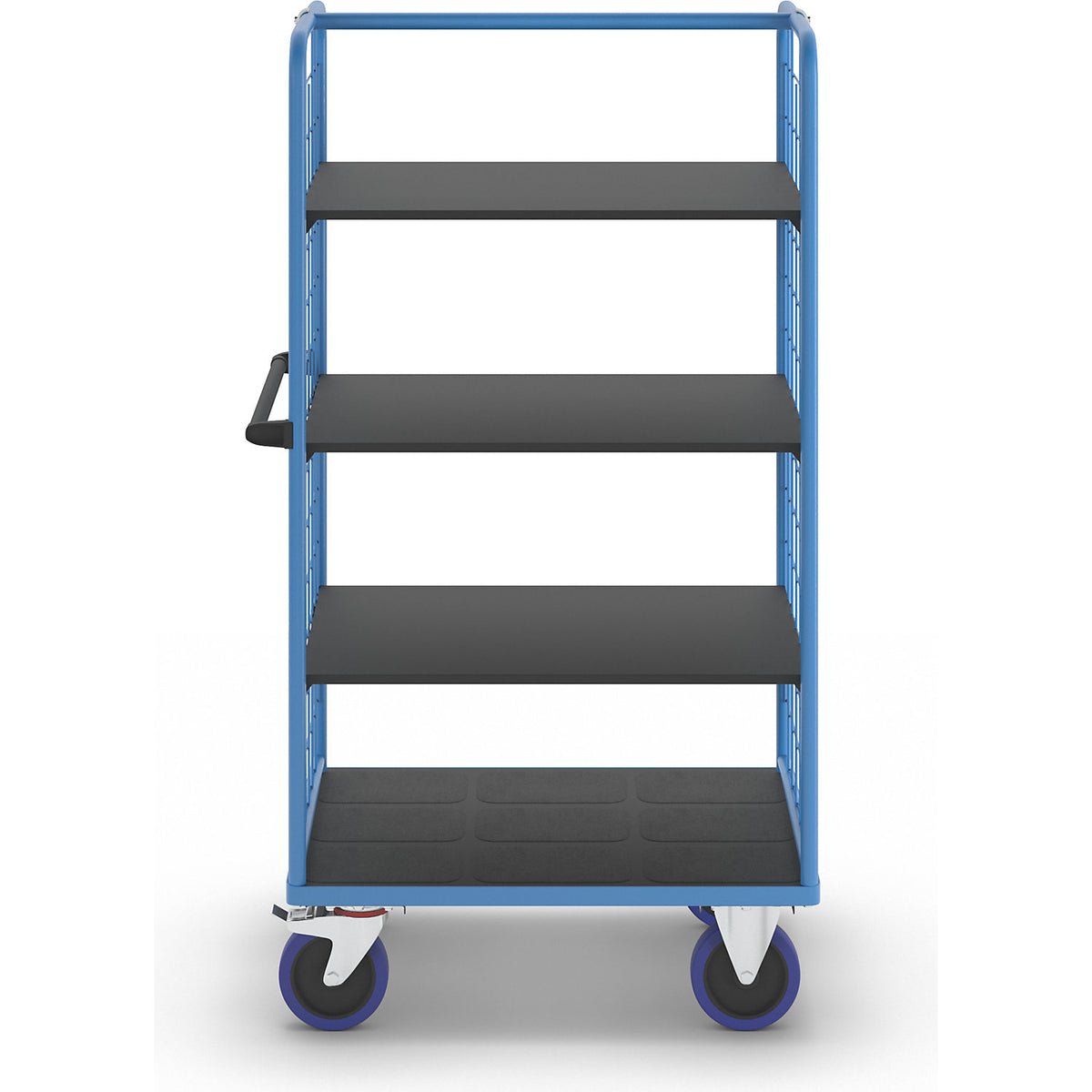 Shelf truck, with mesh panels on two sides, platform LxW 975 x 700 mm, 4 levels.