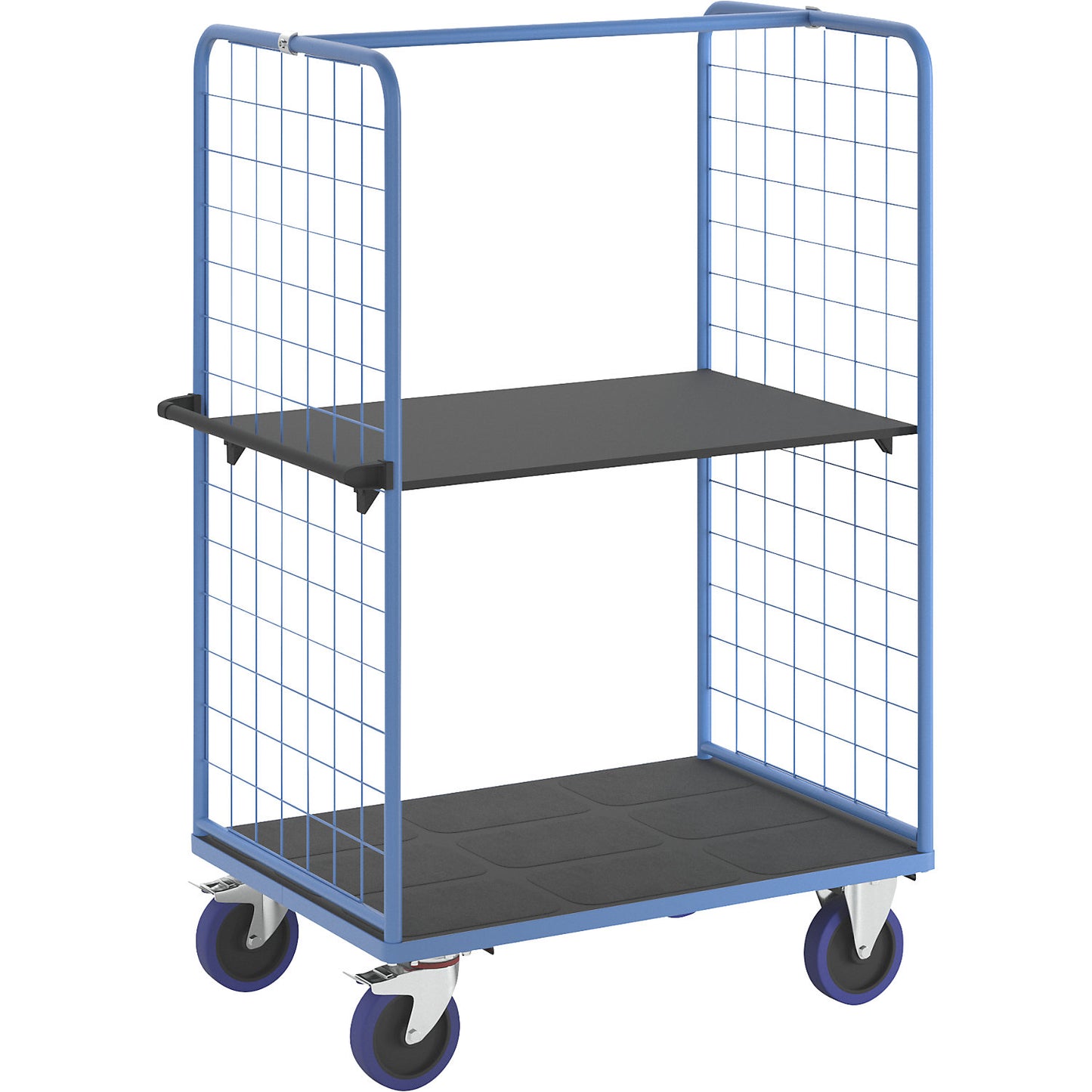 Shelf truck, with mesh panels on two sides, platform LxW 1175 x 800 mm, 2 levels.