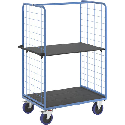 Shelf truck, with mesh panels on two sides, platform LxW 1175 x 800 mm, 2 levels.