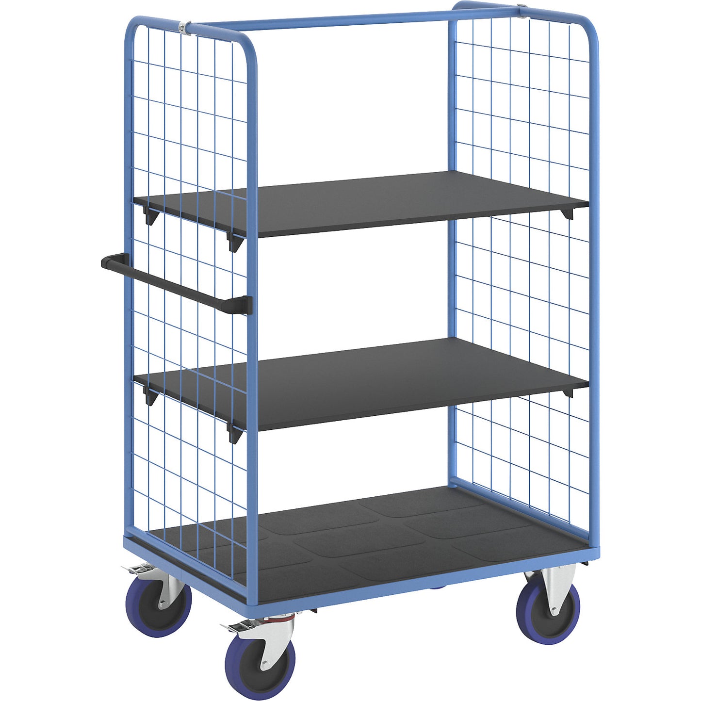 Shelf truck, with mesh panels on two sides, platform LxW 1175 x 800 mm, 3 levels.