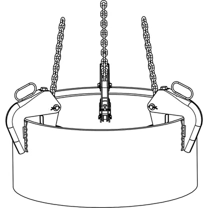 Pipe hanger, gripping range 90 - 230 mm, max. load 3000 kg, with 1.80 m chain.