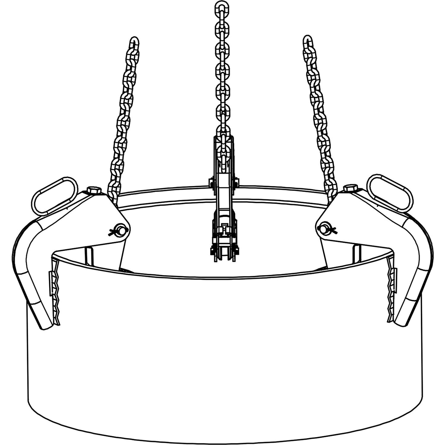 Pipe hanger, gripping range 90 - 200 mm, max. load 3000 kg, with 1.80 m chain.