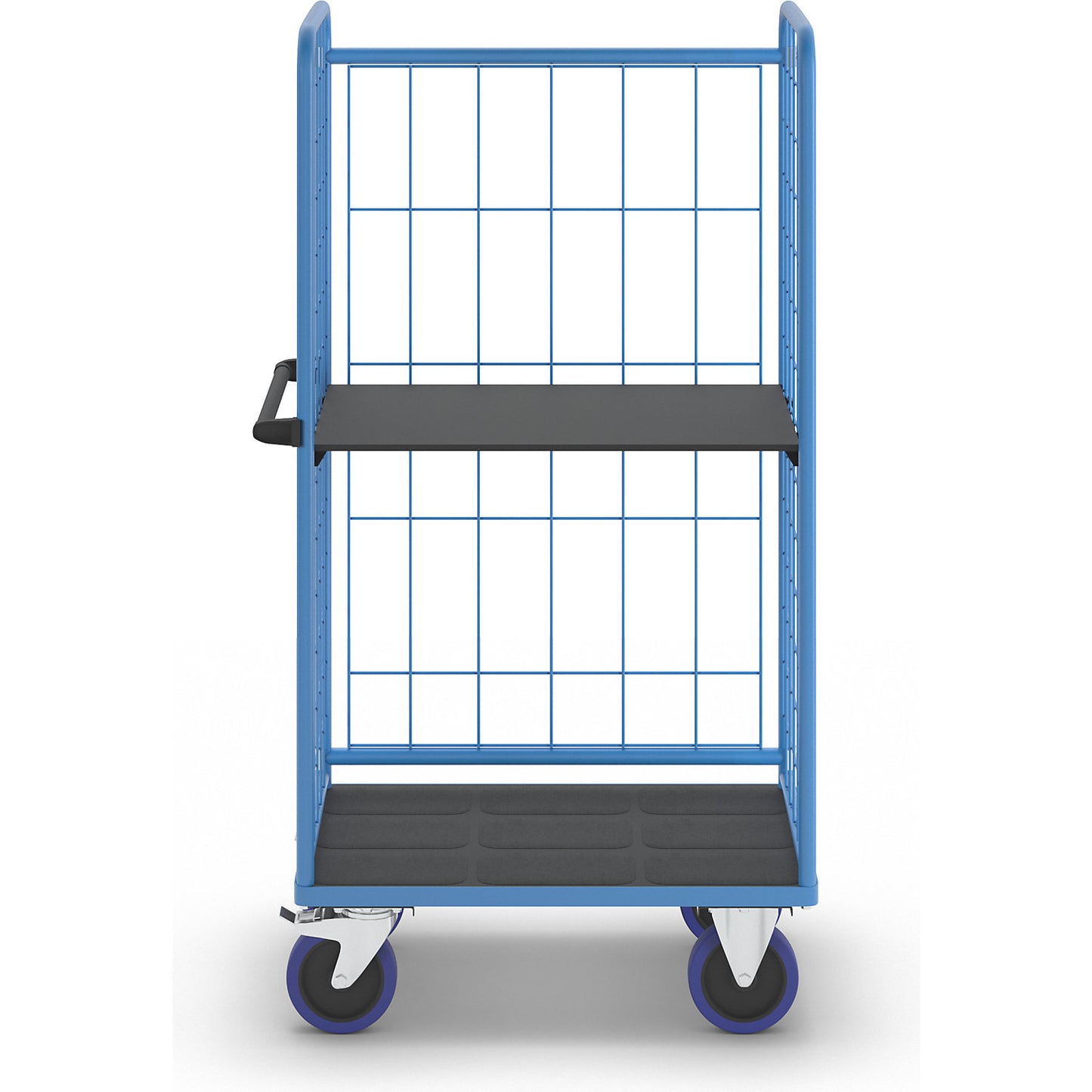 Shelf truck, with mesh panels on three sides, platform LxW 940 x 730 mm, 2 levels.