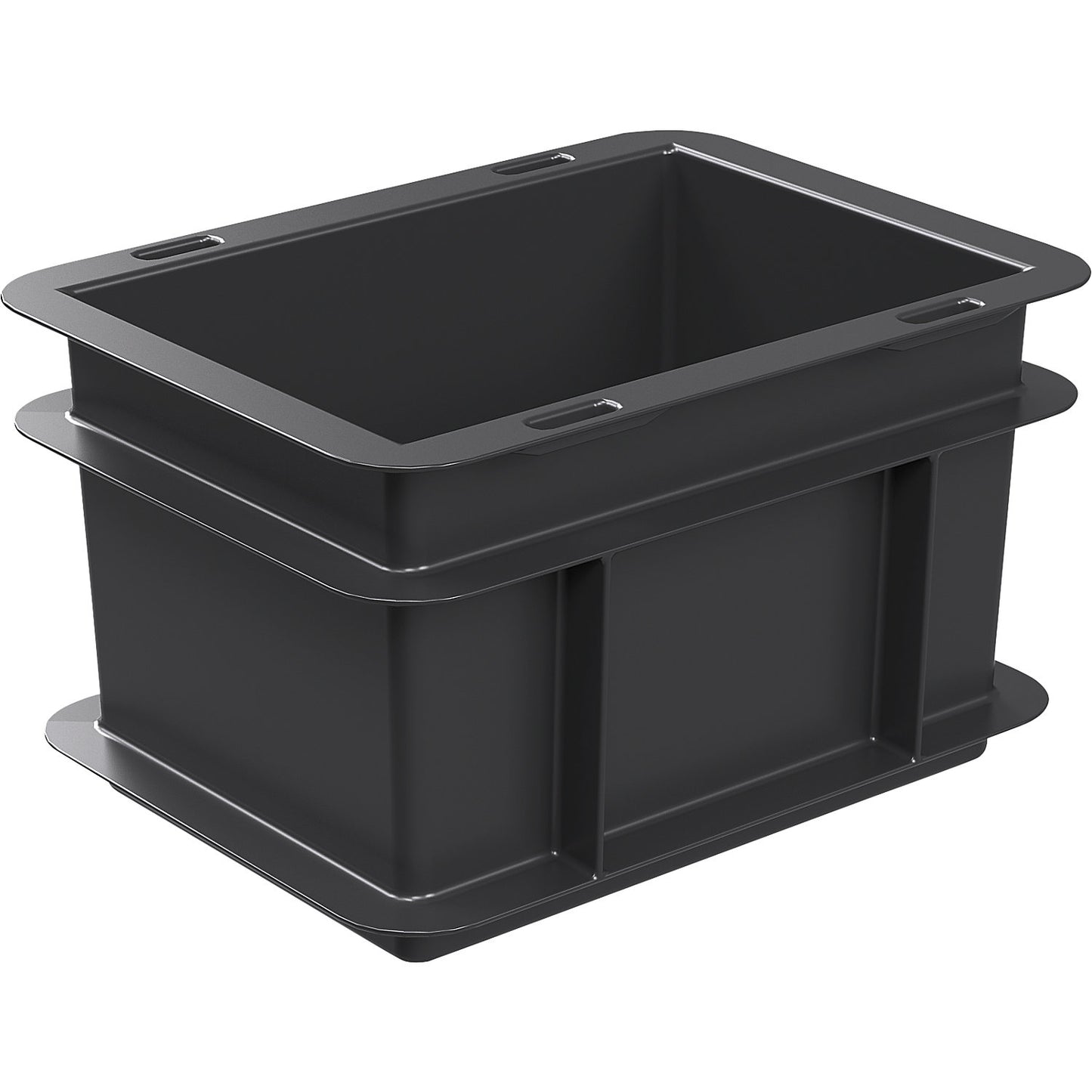 ESD stacking container, PP, black, LxWxH 200 x 150 x 120 mm, 2 l, pack of 24.