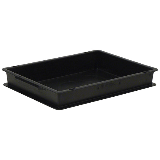 ESD stacking container, PP, black, LxWxH 400 x 300 x 65 mm, 6 l, pack of 10.