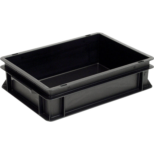 ESD stacking container, PP, black, LxWxH 400 x 300 x 120 mm, 10 l, pack of 6.