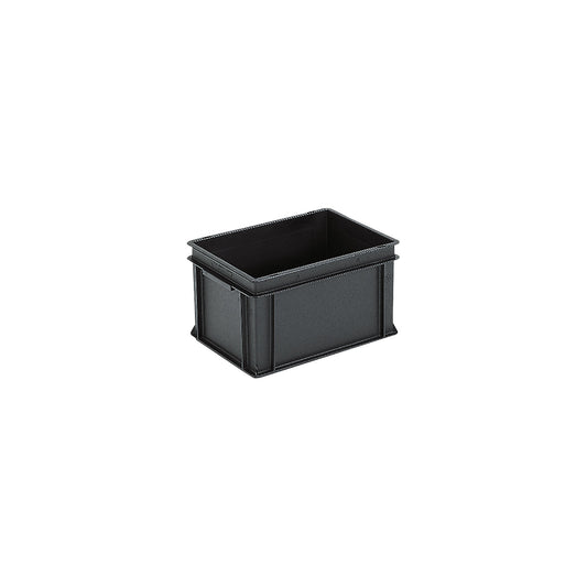 ESD stacking container, PP, black, LxWxH 400 x 300 x 220 mm, 20 l, pack of 4.