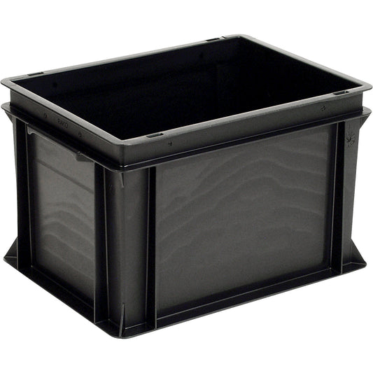ESD stacking container, PP, black, LxWxH 400 x 300 x 270 mm, 25 l, pack of 4.