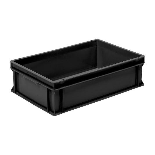 ESD stacking container, PP, black, LxWxH 600 x 400 x 170 mm, 30 l, pack of 2.